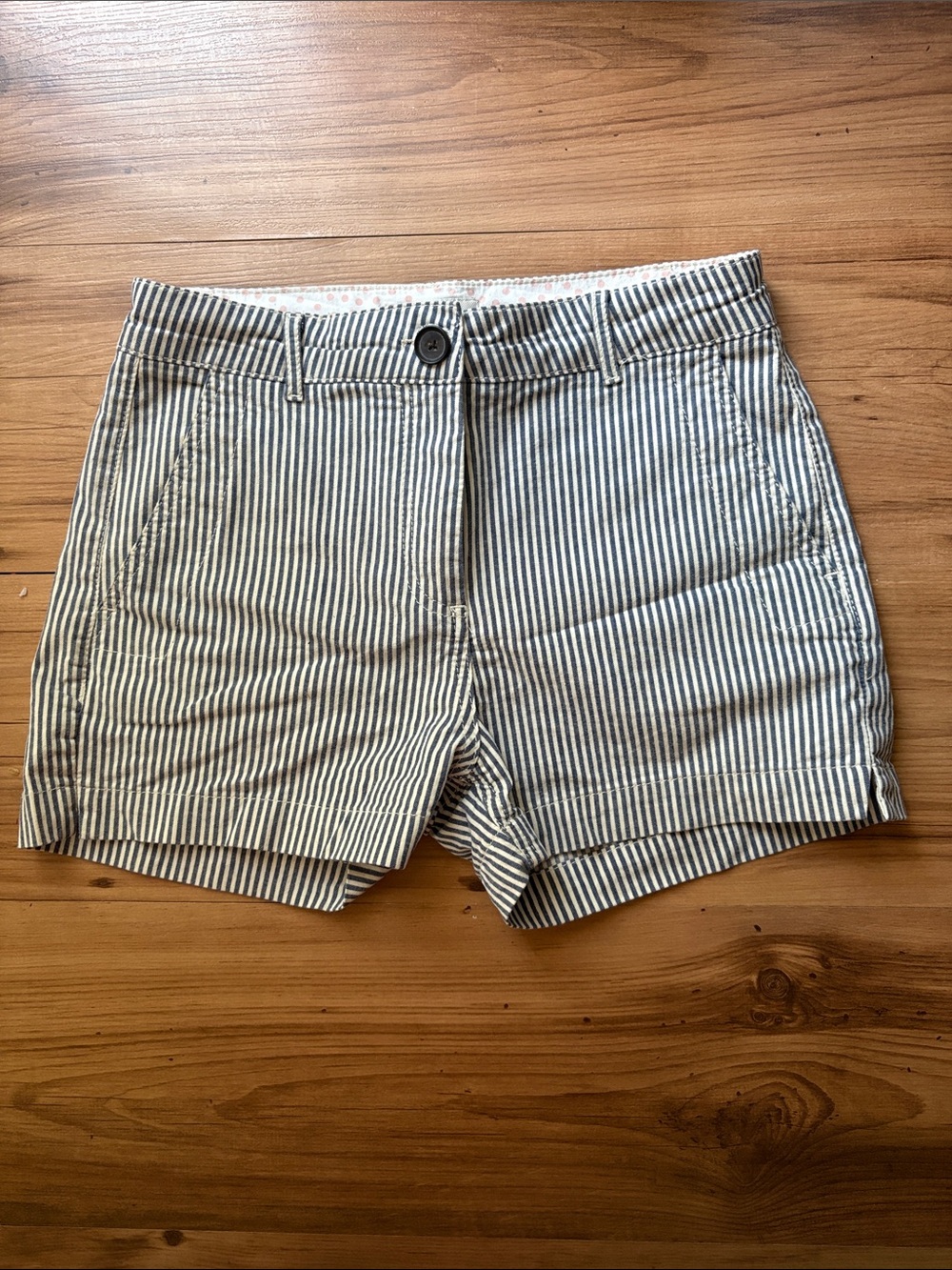 BODEN Blue and White Striped Cotton Shorts